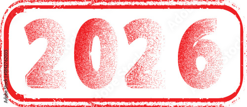 2026 - stamp texture distressed numbers for new year calendars . Textured industrial digits, rough typography for posters, tech and creative layouts. Vector illustration
