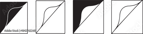 Four square with black and white curved lines and shapes abstract