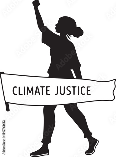 Protester holding a banner for climate justice