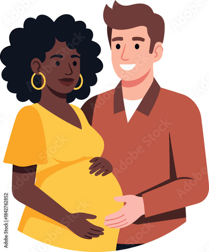 Happy Expectant Couple Pregnant Woman and Man pregnant.