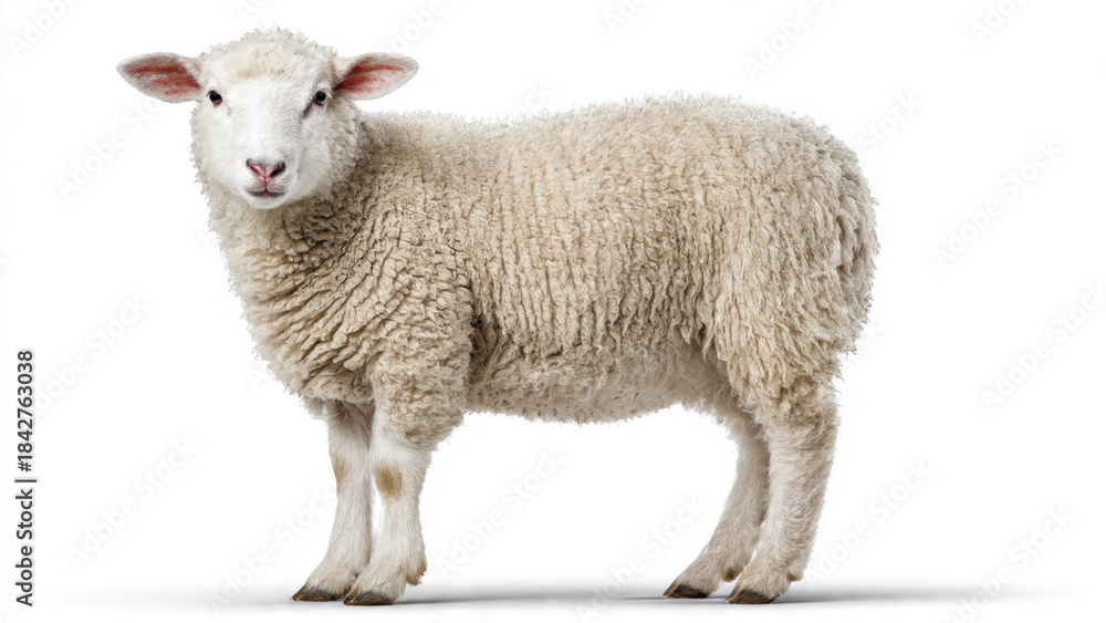 Obraz premium Cute Lamb on White Background