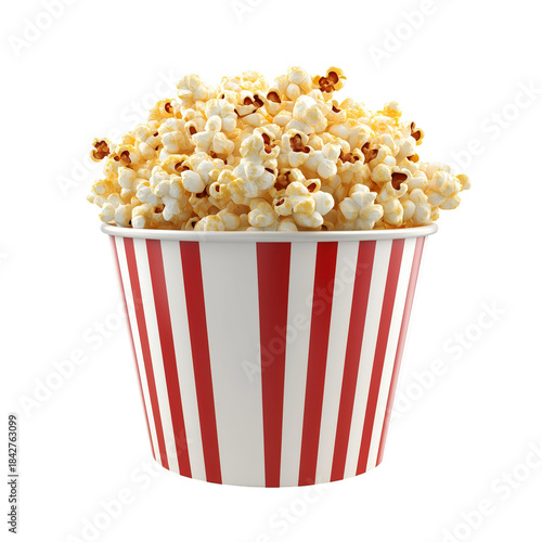 Popcorn in a Striped Bucket Ready for a Movie Night at Home With Friends and ...