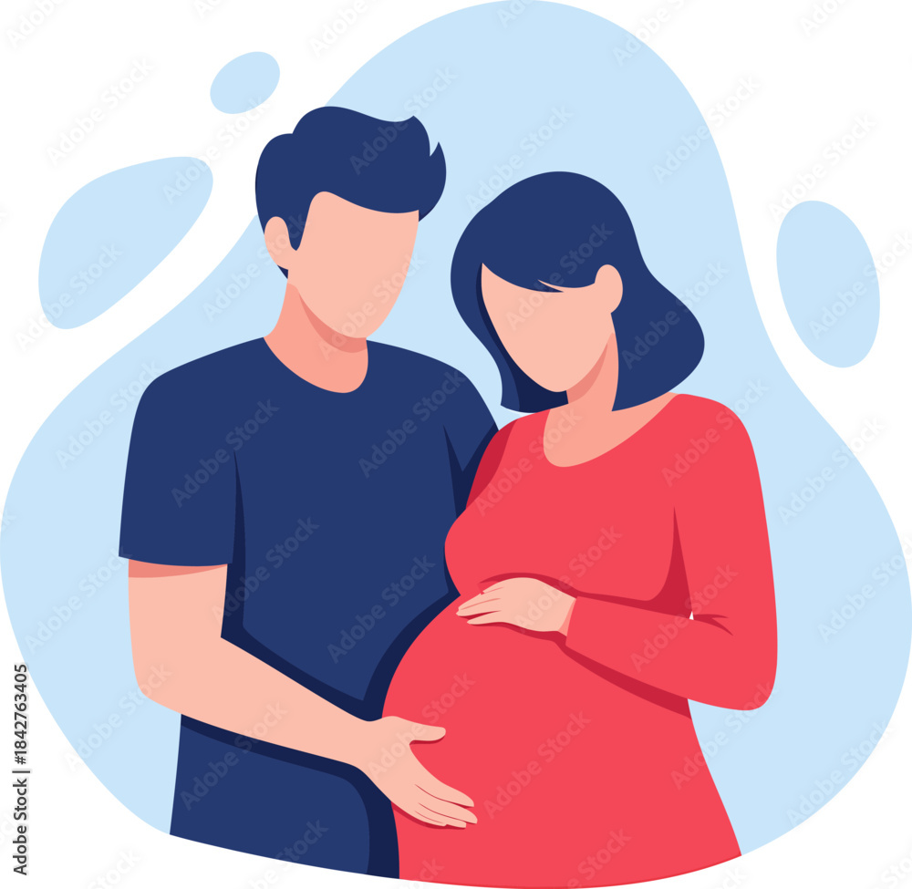 Obraz premium Expectant Couple Pregnant Woman Happy Family Planning pregnant.