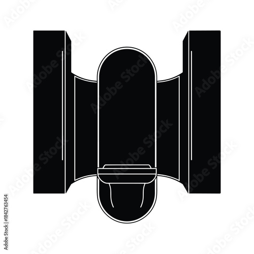 Simple black and white illustration of a mechanical component