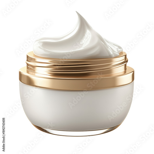 Cream in a Glass Jar With a Twist Top Ready for Skincare Application on a Cle...