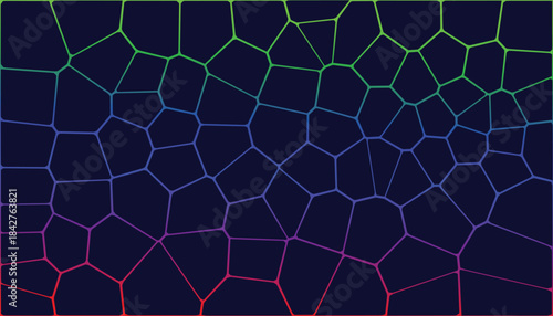 Neon Gradient Voronoi Diagram Geometric Pattern Background Visualization