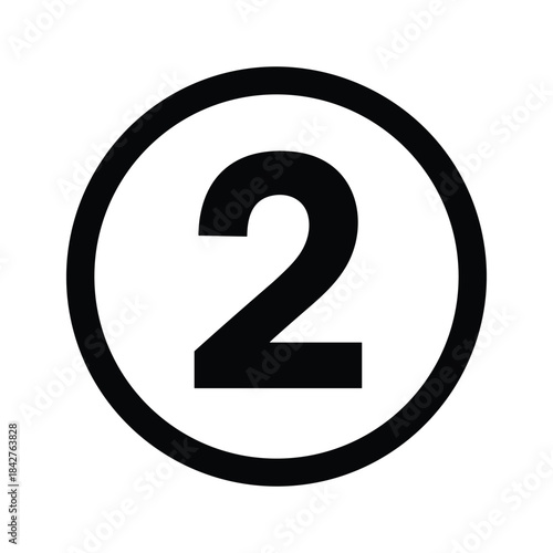 Number two inside circle icon
