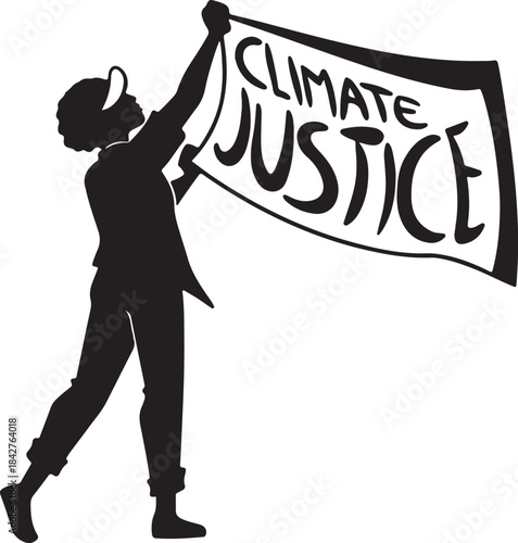 Protester holding a banner for climate justice