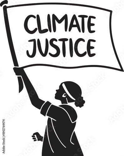Protester holding a banner for climate justice