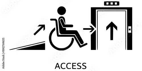 Wheelchair Accessibility Wayfinding Icon Silhouette