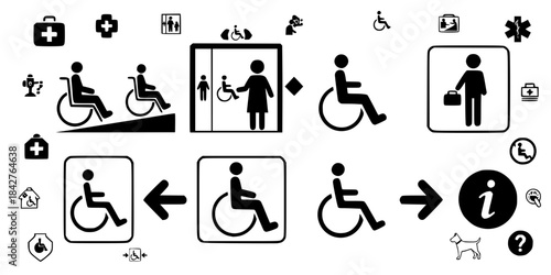Wheelchair Accessibility Wayfinding Icon Silhouette