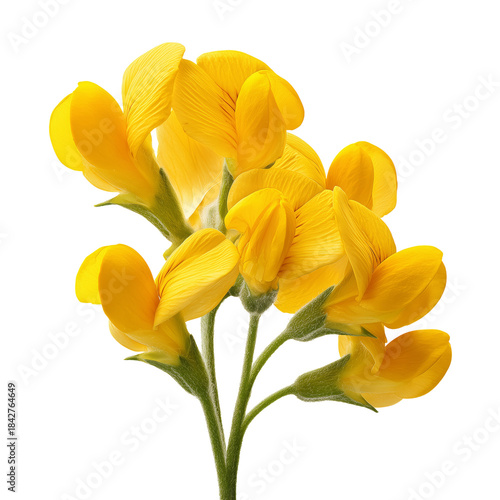Yellow Flowers With Numerous Petals on a Stem in a Simple Arrangement Under B...
