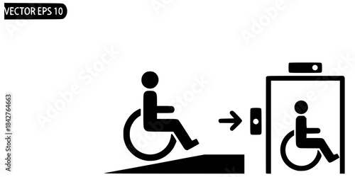 Wheelchair Accessibility Wayfinding Icon Silhouette