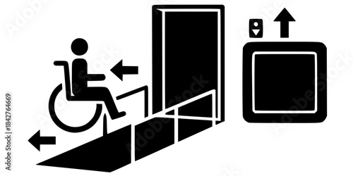 Wheelchair Accessibility Wayfinding Icon Silhouette