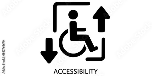 Wheelchair Accessibility Wayfinding Icon Silhouette