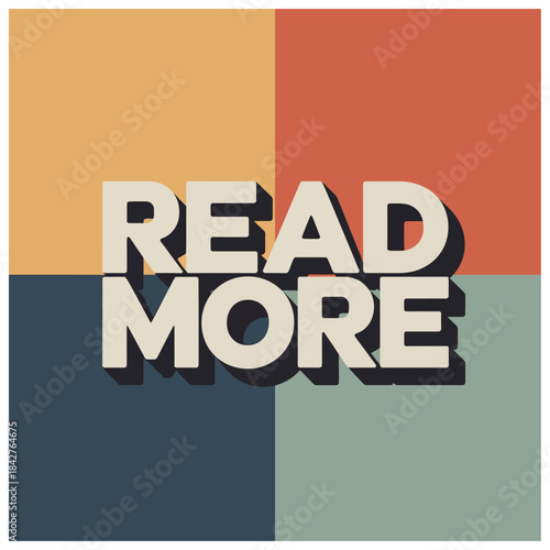 Retro 3D Typography "READ MORE" on Color Block Background