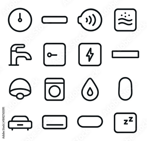 Minimalist smart home interface icons for automation and control