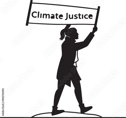 Protester holding a banner for climate justice
