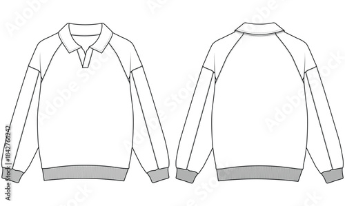 Polo Sweater Technical Fashion Illustration Front & Back View