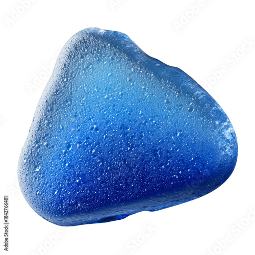Blue Rock With Bubbles on the Surface Sits on a White Background for Display
