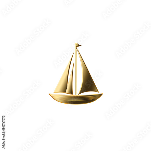 Golden Yacht Logo With Sailboat Symbol and Circular Design on Yellow Background