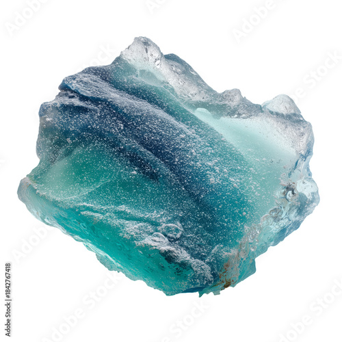 Blue Rock With Bubbles on the Surface Sits on a White Background for Display