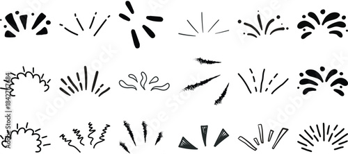 Collection of Hand-Drawn Starbursts, Bursts, and Splashes