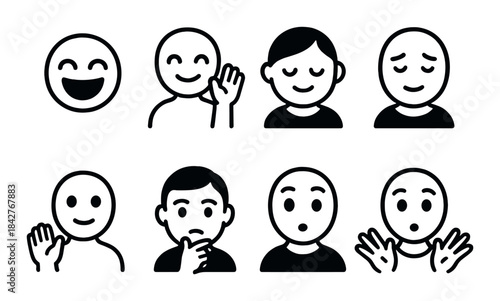 Variety of expressive emoji faces with different emotions