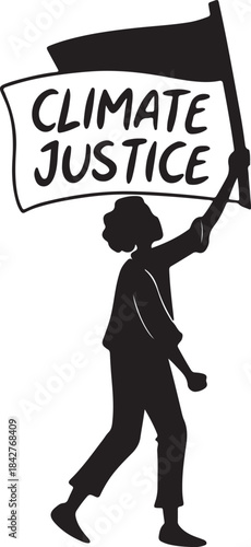 Protester holding a banner for climate justice
