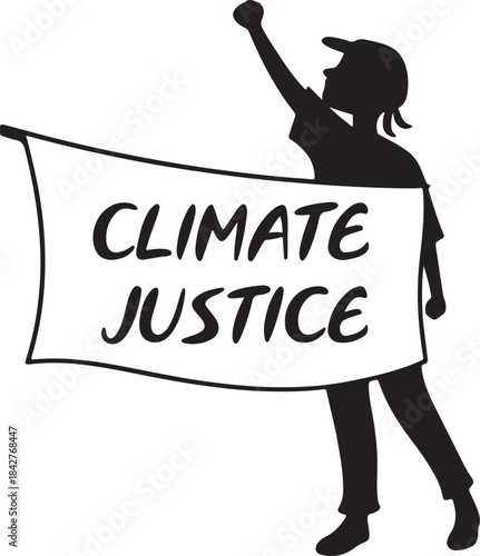 Protester holding a banner for climate justice