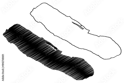 Chongming island (People's Republic of China, PRC) map vector illustration, scribble sketch Chungming map