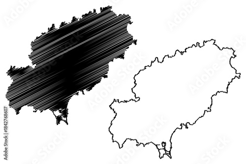 Ibiza island (Kingdom of Spain, Balearic Islands) map vector illustration, scribble sketch Eivissa map