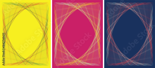 Abstract art featuring three vertical panels in yellow magenta and cyan