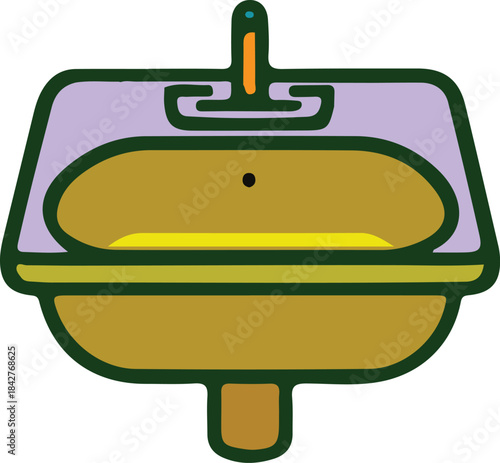 Modern flat illustration of Basing with faucet suitable for bathroom, Toilet, plumbing and interior design concepts