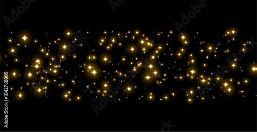 golden star light, Sparkling light. Glow Star light sparkle glow. Vector glow effect. Abstract lens glare. Starburst. Flashing lights. Transparent PNG. Cinematic
