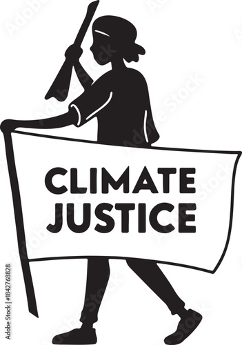 Protester holding a banner for climate justice