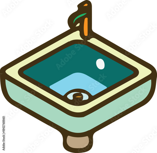 Modern flat illustration of Basing with faucet suitable for bathroom, Toilet, plumbing and interior design concepts