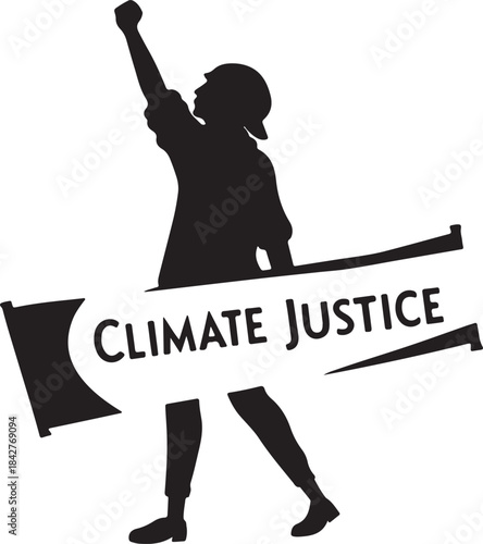 Protester holding a banner for climate justice