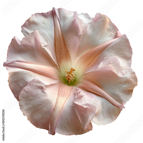 Delicate Pink Flower Blooms in Bright Light Displaying Its Soft Petals and Un...