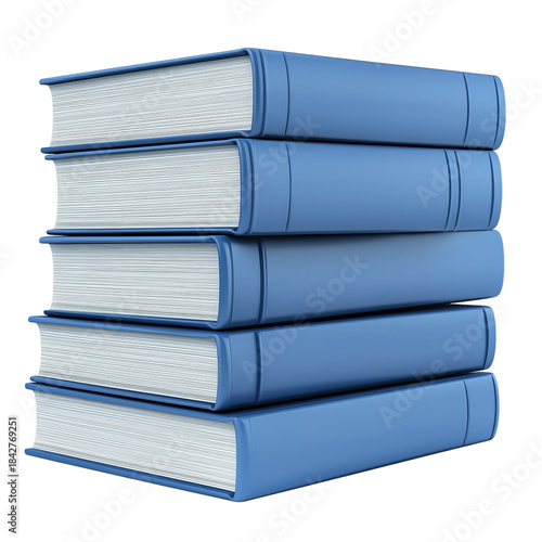 Stacked Blue Books on a White Background for Study and Research Purposes