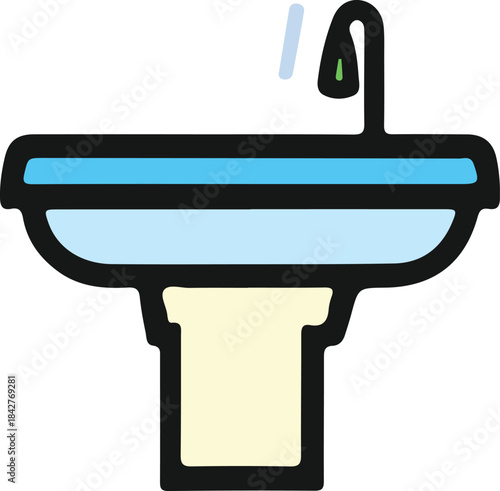 Modern flat illustration of Basing with faucet suitable for bathroom, Toilet, plumbing and interior design concepts