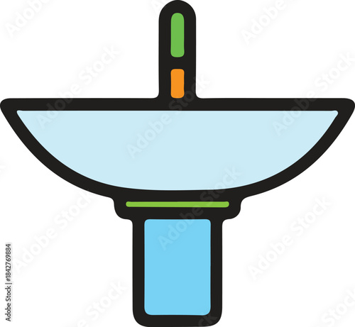 Modern flat illustration of Basing with faucet suitable for bathroom, Toilet, plumbing and interior design concepts