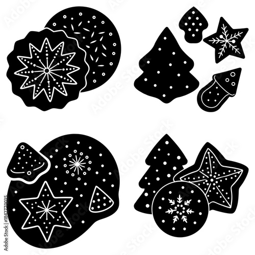 Christmas Cookie Cutters with Snowflake and Tree Shapes on White Background Christmas tree gingerbread man