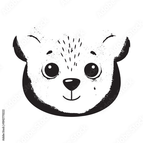 Cute panda face illustration with round eyes and friendly expression.