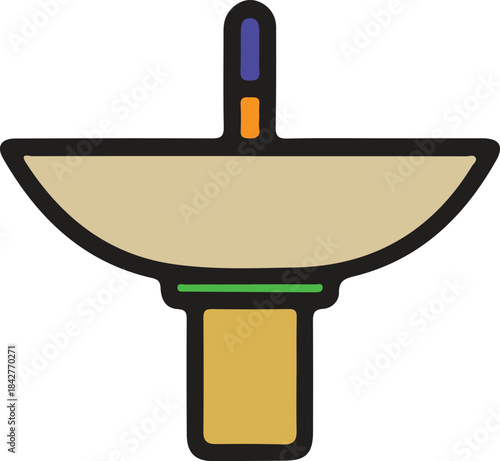 Modern flat illustration of Basing with faucet suitable for bathroom, Toilet, plumbing and interior design concepts