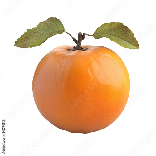Fruit Placed on a White Background With Green Leaves Attached