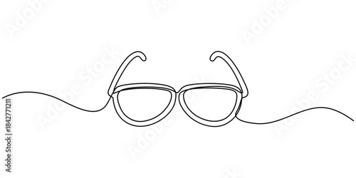 Sunglasses continuous one line drawing minimalist style outline vector illustration isolated design
