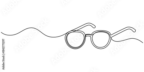 Sunglasses continuous one line drawing minimalist style outline vector illustration isolated design