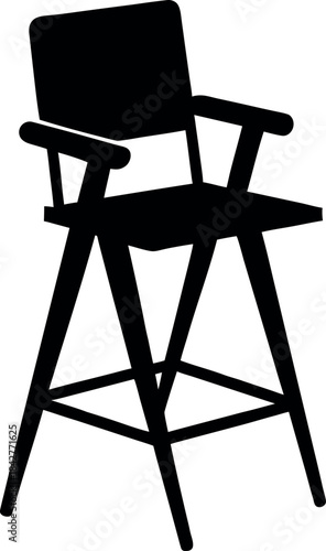 Silhouette High Chair Illustration with Footrest and Armrests for Infant Feeding and Childcare Design