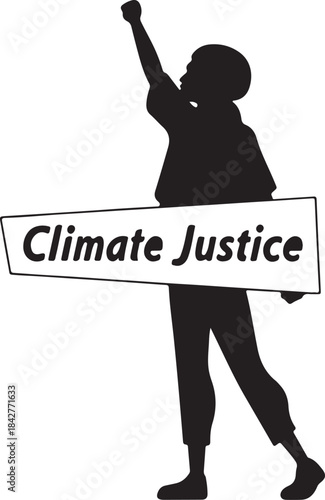 Protester holding a banner for climate justice
